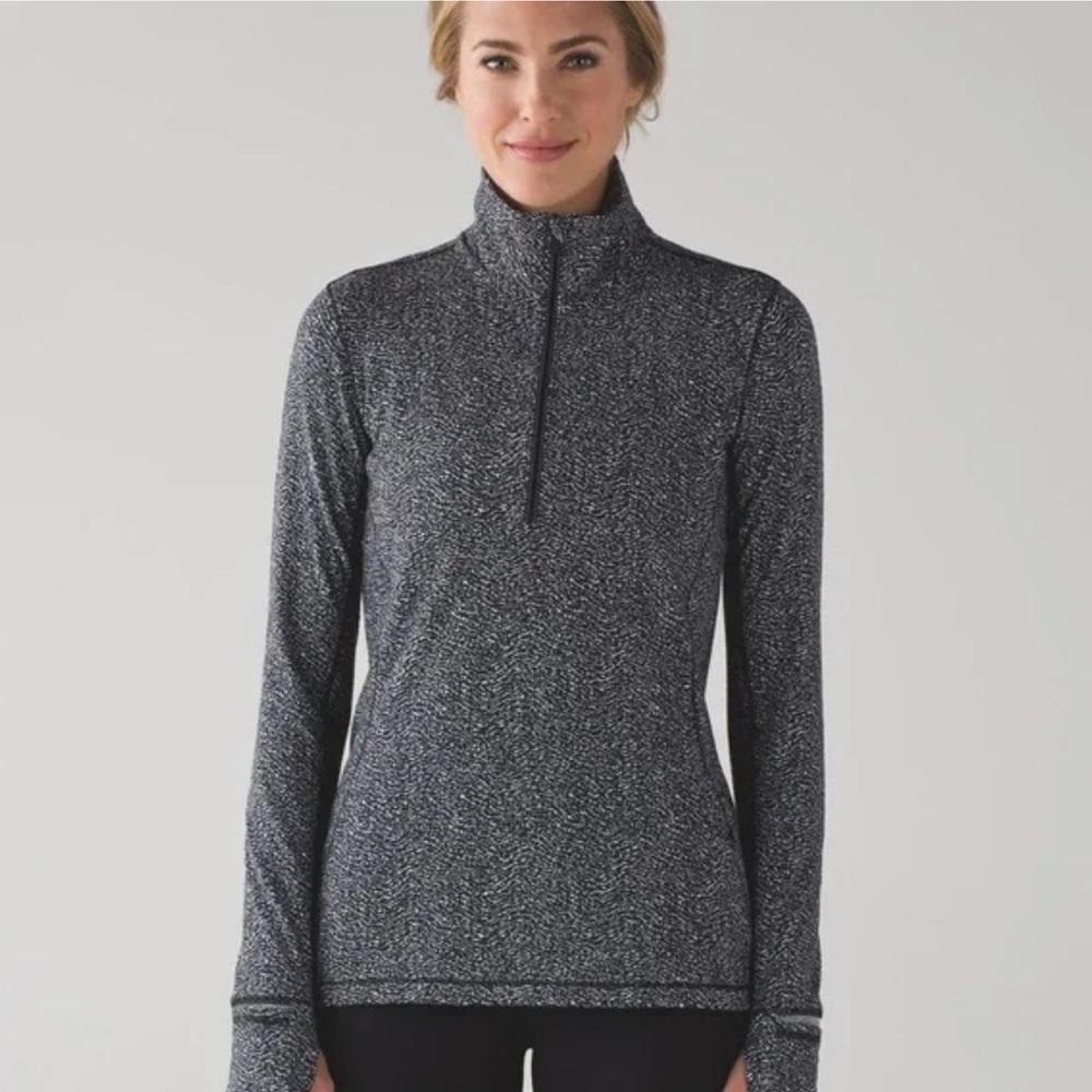 lululemon athletica Women's Long Sleeve Half-Zip Pullover - Black Heather